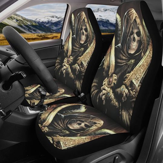 Discover Grim reaper death skull Car Seat Cover car mat, Halloween car seat cover mat gothic skull car seat protector covers mat skeleton car mats