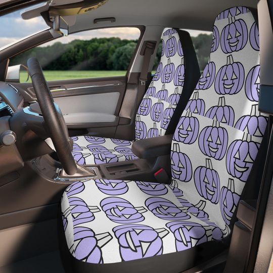 Discover Purple Pumpkin Car Seat Covers: Spooky Halloween Car Decor