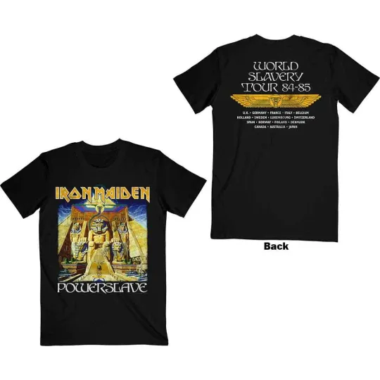 Discover Iron Maiden Powerslave World Slavery Tour Double Sided T-Shirt Men's Black