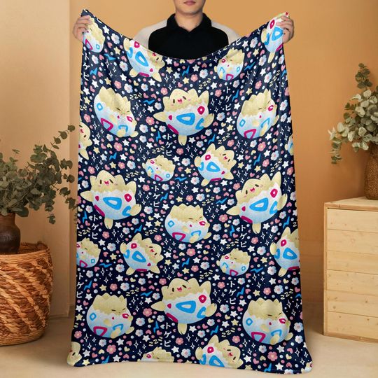 Togepi Fleece Blanket, Cute Kawaii Throw Blanket for Kids and Adults