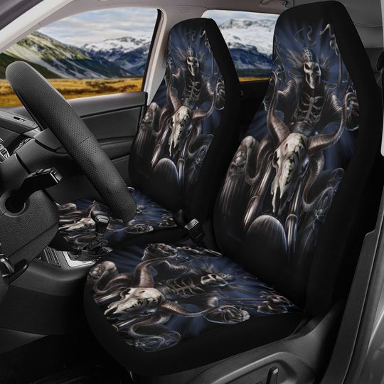 Biker skull car seat cover car mat Grim reaper Halloween car mat seat covers Motorcycle gothic skull car mat car accessories seat covers