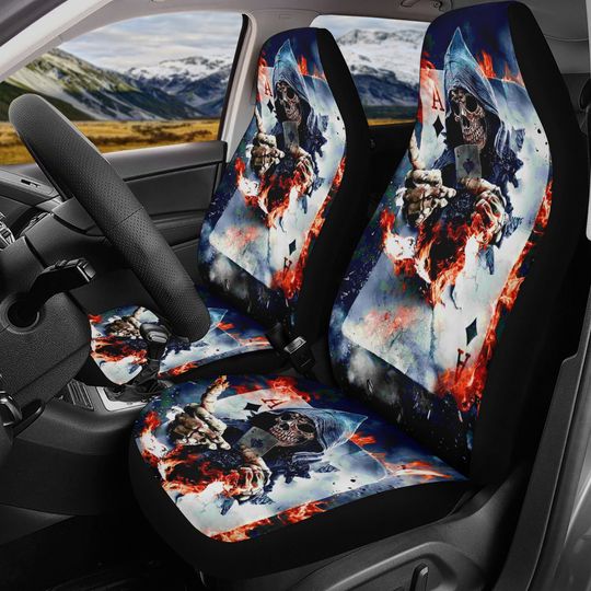 Discover Skull Car Seat Cover car mat Halloween death seat cover mat ghost car seat protector cover Death skull mat skeleton car mat seat protector