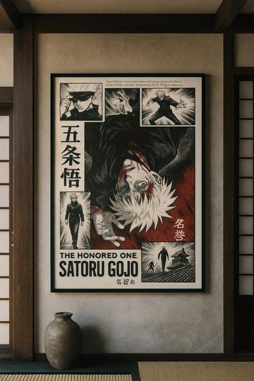 Satoru Gojo Poster - Jujutsu Satoru Anime Wall Art, Premium Matte Vertical Poster