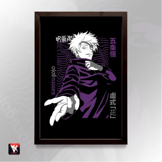 Satoru Gojo Jujutsu Anime Poster, Manga Artwork, Japanese Wall Decor, Purple Minimalist Aesthetic