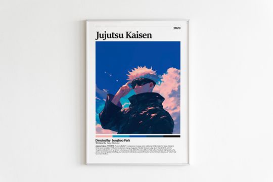Jujutsu Satoru Poster - Anime Manga Art Print, Minimalist Vintage Retro Vertical Poster