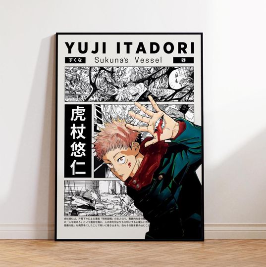 Discover Yuji Jujutsu Satoru Anime Poster Print, JJK Manga Poster, Gift For Yuji Itadori Fan, Gift for Anime Fan, Home Wall Decor, Manga Print