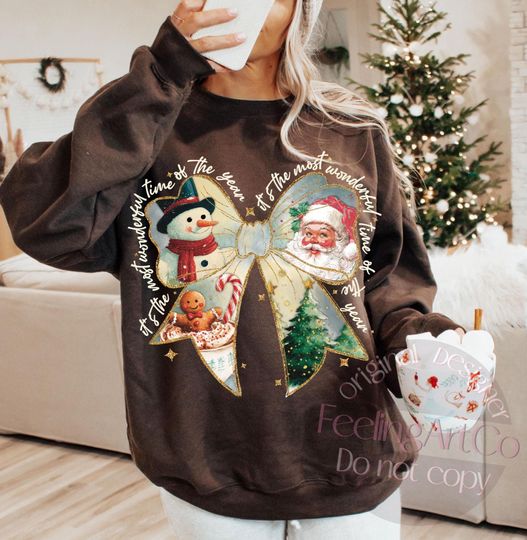 Discover Vintage Christmas Bow & Santa Claus for Sweatshirts