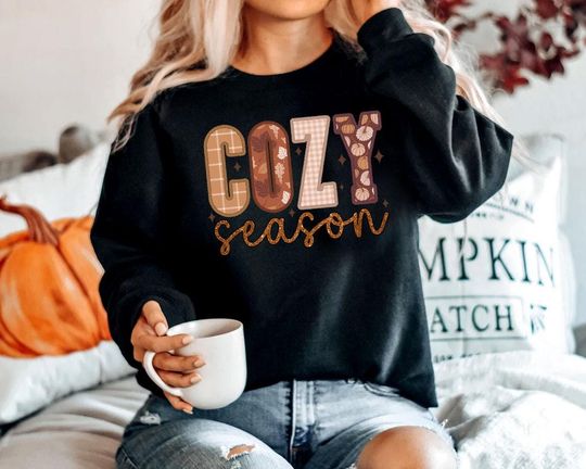 Discover Cozy Fall Sweatshirt, Autumn Crewneck, Trendy Winter Sweater, Thanksgiving Sweatshirt
