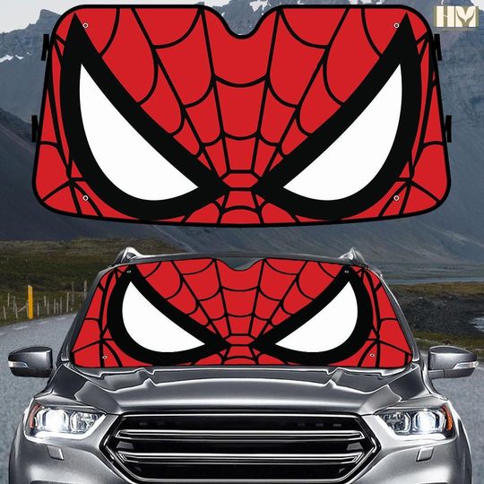 Discover Spiderman Car Sunshade, Superhero Windshield Cover For Fan, Web Slinger Car Accessory, Disney Marvel Comic Car Cover, Superhero Merch