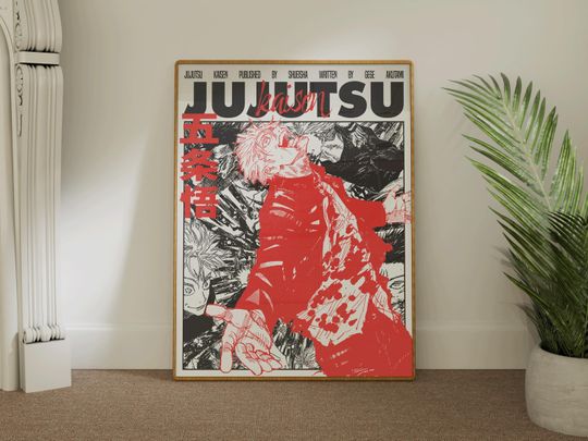 Jujutsu Satoru Gojo Anime Poster - Minimalist Manga Art, Vertical Premium Matte Poster