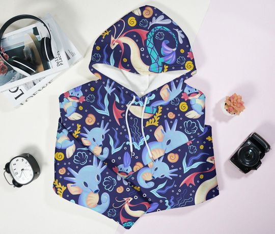 Discover Mudkip and Horsea Hoodie, Kawaii Unisex Hoodie, Cute Graphic Hoodie