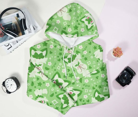 Discover Sprigatito Hoodie Shirt, Trendy Unisex Hoodie, Cute Kawaii Green Hoodie