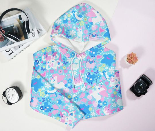 Sylveon and Ponyta Hoodie, Kawaii Unisex Hoodie, Trendy Graphic Sweatshirt