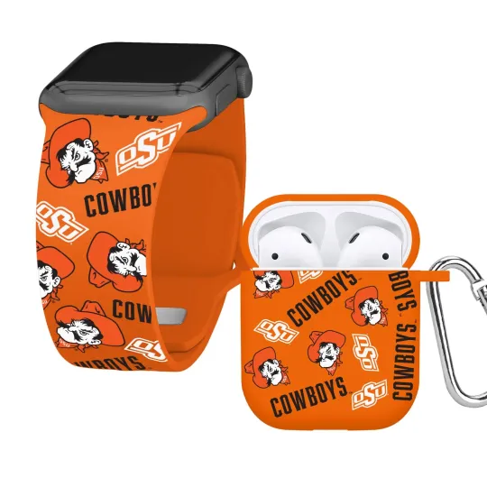 Discover Oklahoma State Cowboys HD Apple Watch Band And AirPod 1 & 2 Combo Package