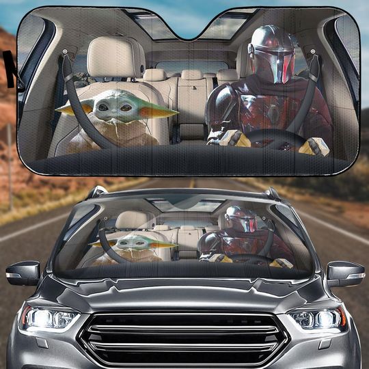 Discover Disney Star Wars Car Sunshade, The Mandalorian Baby Yoda Cute Sunshade, Star Wars Movie Car Decoration, Car Sun Shade, Car Windshield