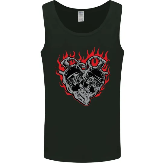 Discover Biker Heart Motorbike Motorcycle Mens Vest Tank Top