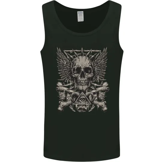Discover Heavy Metal Skull Rock Music Guitar Biker Mens Vest Tank Top