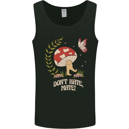Discover Dont Hate Mate Peace Hippy Toadstool Mens Tank Top