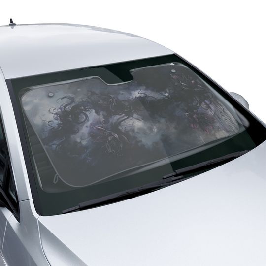 Discover Violet Gothic Spider Lily Car Sun Shade, Gothic Car Accessory, Purple Goth Car Sun Shade, Windshield Shade for Car