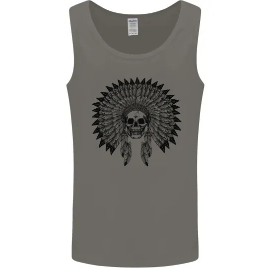 Discover Indian Skull Headdress Biker Motorcycle Men's Tank Top