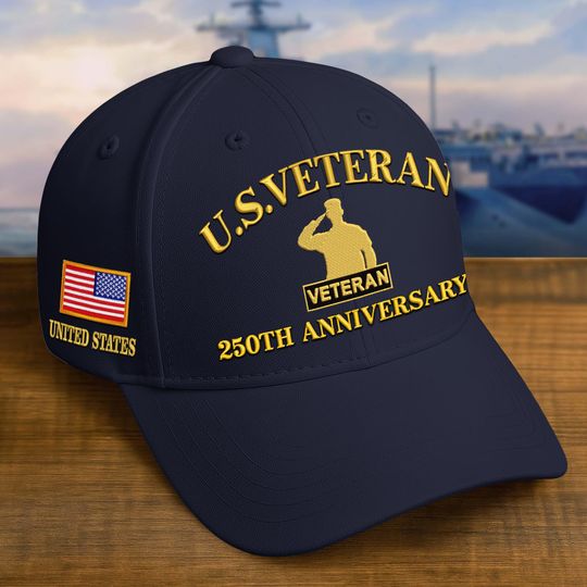 Embroidered Veteran Hat - 250th Anniversary Military Baseball Caps