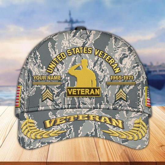 Embroidered Veteran Hats For Men - Personalized Camo Veteran Cap
