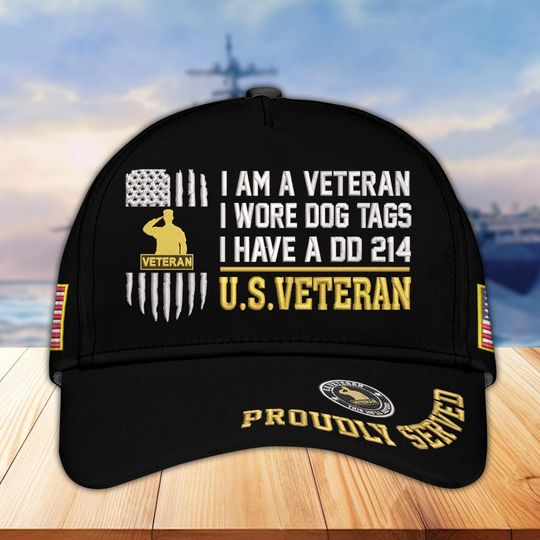 Embroidered Veteran Hats For Men - DD 214 Hat, Embroidered Patch Design