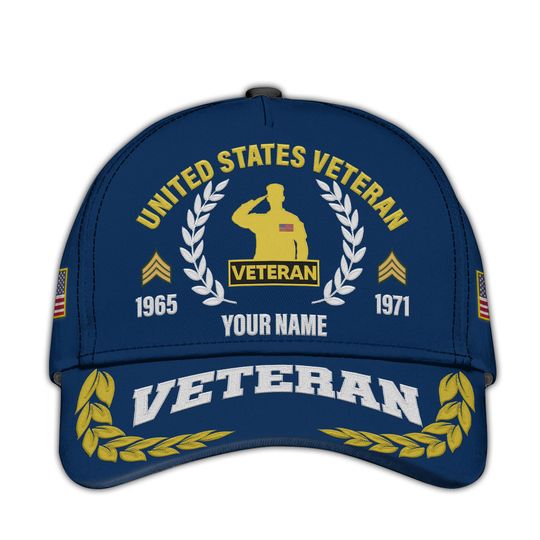 Personalized Embroidered Veterans Hat  Custom Patriotic Ball Cap Military