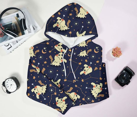 Mimikyu Hoodie Shirt, Cute Unisex Hoodie, Graphic Hooded Pullover Sweatshirt with Pocket