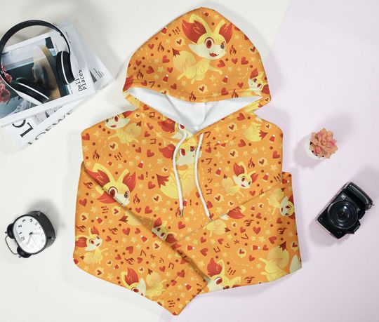 Fennekin Hoodie, Cute Fox Hoodie, Cozy Unisex Sweatshirt, Kawaii Hoodie