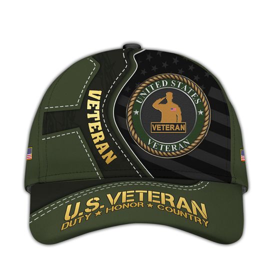 Veteran Hat  Duty Honor Country Patriotic Baseball Cap, Military Veteran Hat