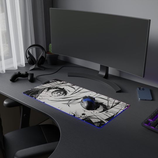 Discover Anime LED Gaming Mouse Pad: RGB Gamer Desk Decor