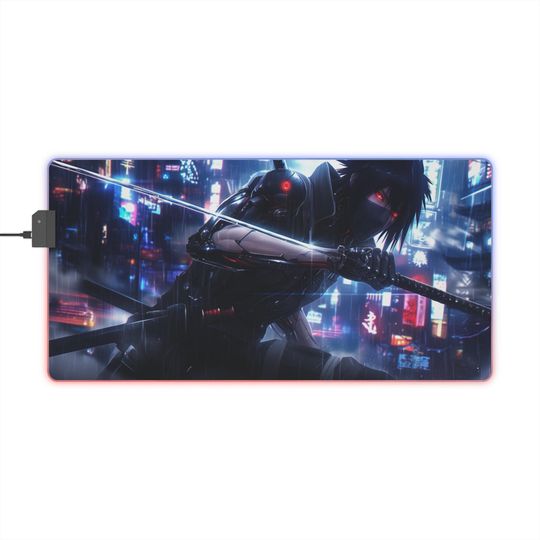 Anime LED Gaming Mousepad  Personalized RGB Desk Mat  Otaku Gift for Gamers  Large Size, Light Up, Shonen Anime Art