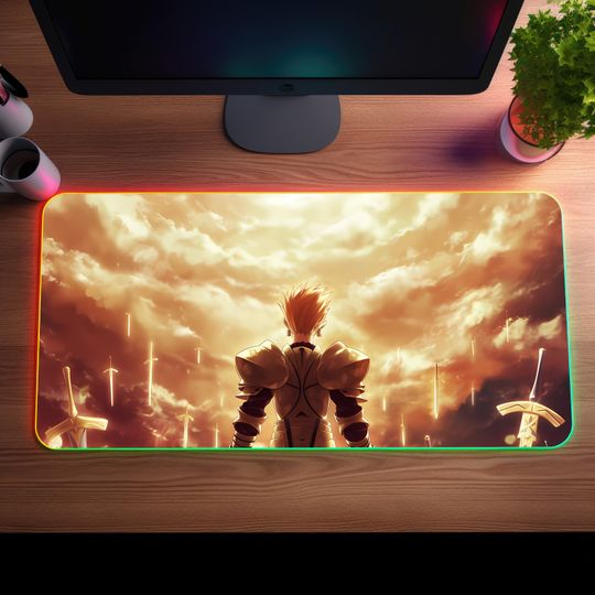Discover Anime LED Gaming Mousepad  Personalized RGB Desk Mat  Otaku Gift for Gamers  Large Size, Light Up, Shonen Anime Art