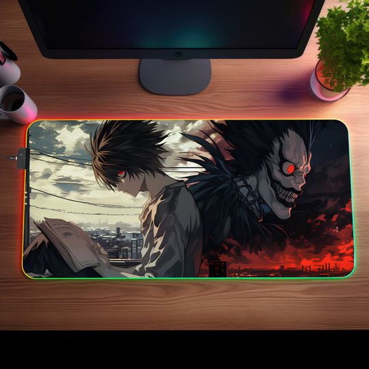 Discover Anime LED Gaming Mousepad  Personalized RGB Desk Mat  Otaku Gift for Gamers  Large Size, Light Up, Shonen Anime Art