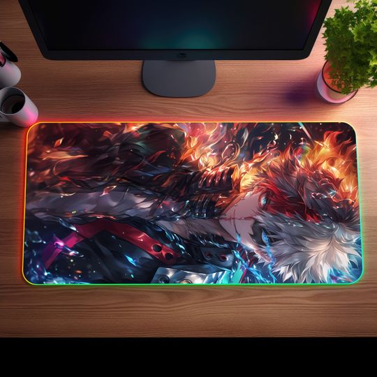 Discover Anime LED Gaming Mousepad  Personalized RGB Desk Mat  Otaku Gift for Gamers  Large Size, Light Up, Shonen Anime Art