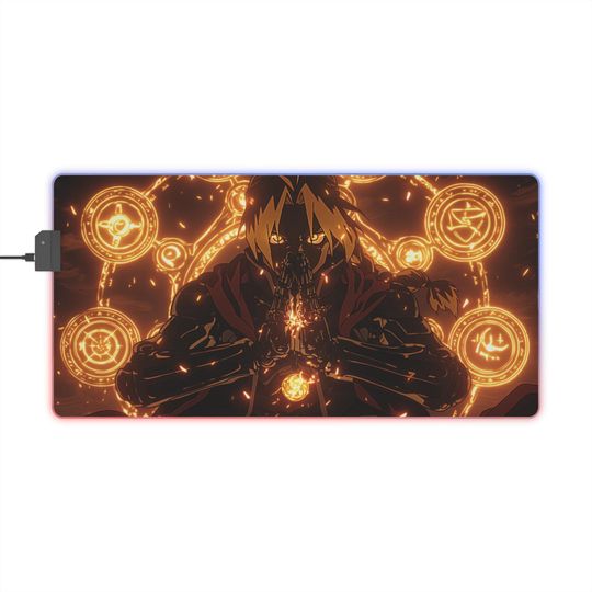 Anime LED Gaming Mousepad  Personalized RGB Desk Mat  Otaku Gift for Gamers  Large Size, Light Up, Shonen Anime Art