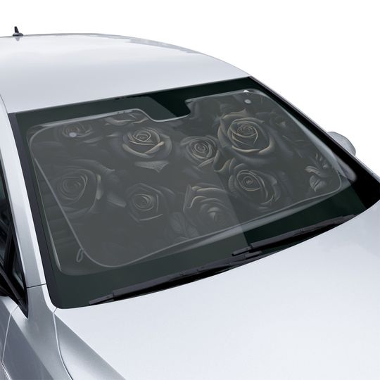 Discover Matte Black Roses Car Sunshade, Windshield Sunshade, Goth Rose Car Decor, Goth Car Accessory, Windshield Sun Shade, Car Shade, Gift for Her
