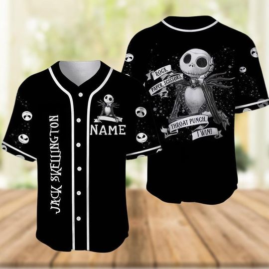 Custom Jack Skellington Baseball Jersey, Nightmare Before Christmas Jersey
