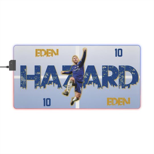 Eden Hazard RGB LED Gamer Mouse Pad, XXL Chelsea Football Mouse Pad, Multi-Color Lights, Non-Slip Surface and Exclusive Design