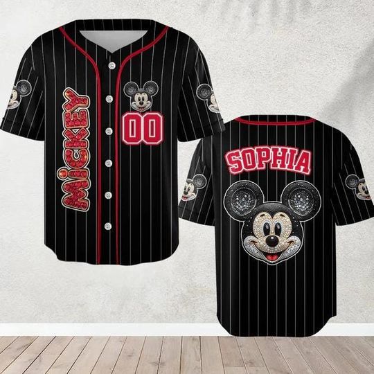 Discover Custom Disney Mickey Baseball Jersey, Mickey Mouse Jersey Shirt, Movie Cartoon Baseball Shirt, Disneyland Shirt, Disneyworld Shirt