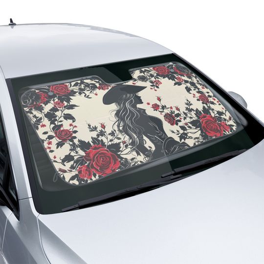 Discover Pirate Womans Car Sun Shade, Windshield Shade, UV Protector for Cars, Car Heat Protector, Pirate Car Decor, Pirate Female Car Shade