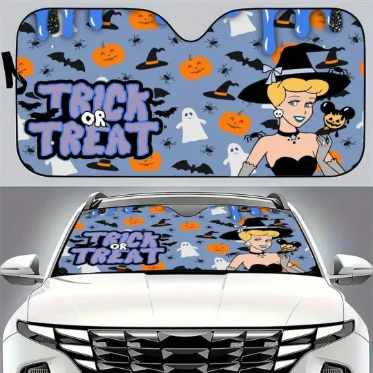 Discover Cinde Witch Halloween Pumpkin Trick Or Treat Car Windshield Sun Shade