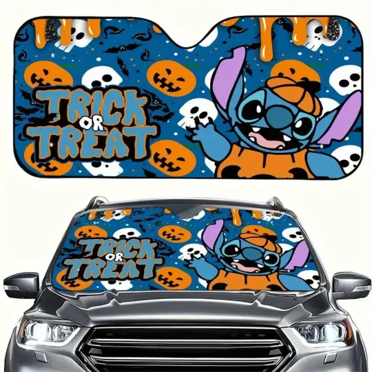Discover Halloween Stitch Pumpkin Trick Or Treat  Car Windshield Sun Shade