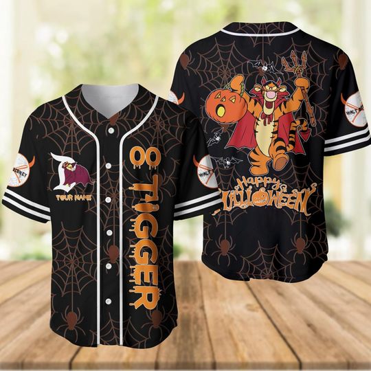 Discover Custom Disney Tigger Happy Halloween Baseball Jersey, Winnie The Pooh Shirt