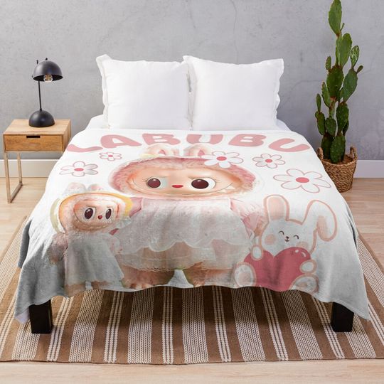 Meme The Pink M-o-n-s-t-e-r-s Funny . Labubu Cute Throw Blanket, Gift for Kids, Cute Gift