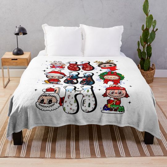 Discover Labubu Cute Christmas Throw Blanket, Gift for Kids, Cute Gift