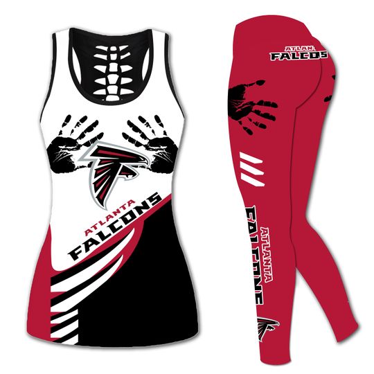Atlanta Falcons Hollow Tank Top Legging Sets, Football Team Sports Yoga Set