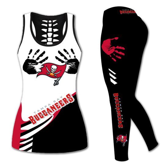 Buccaneers Hollow Tank Top Legging Sets, Football Team Sports Yoga Set