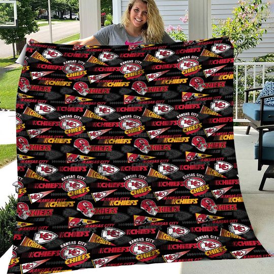 Kansas Chiefs tie blanket. football football team blanket. Super soft fleece blanket.